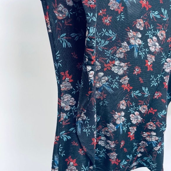 Free People Blouse Sz S Womens Dock Street Floral Ruffle Top Black Keyhole Back - Picture 5 of 14